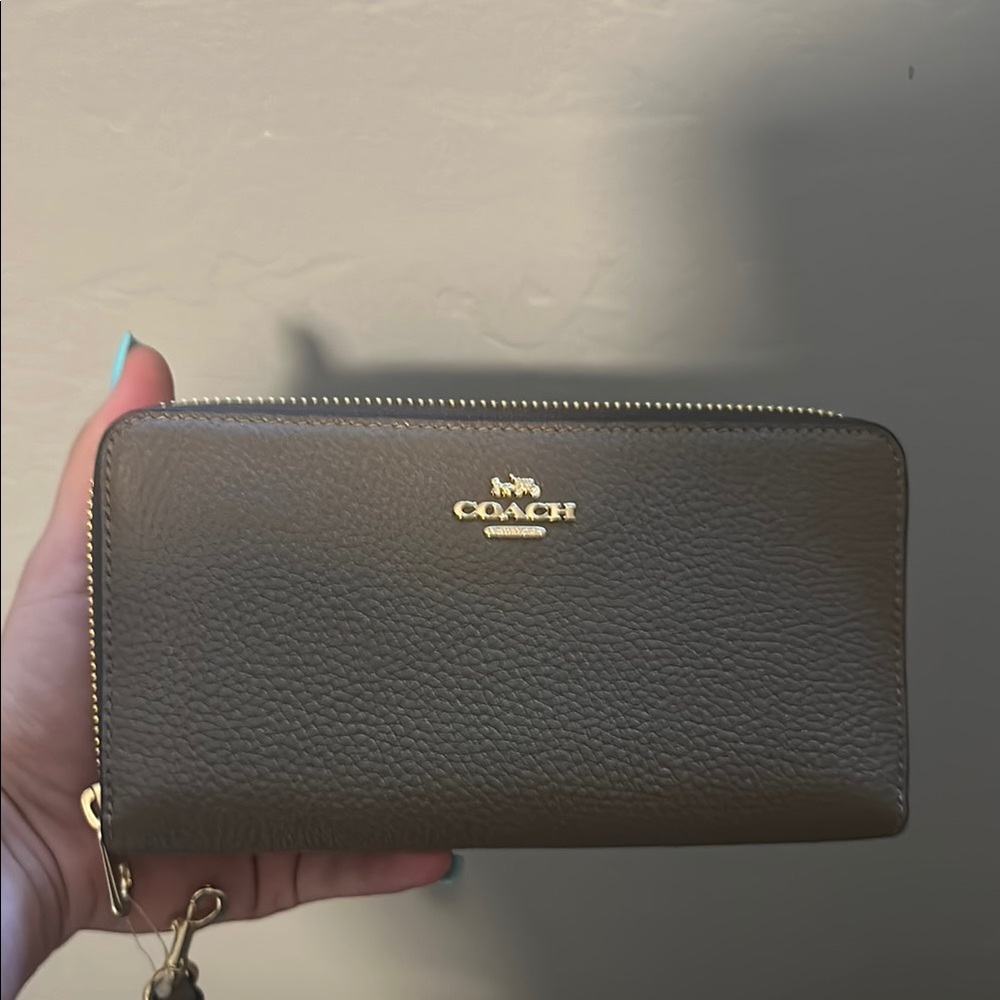 Coach Taupe Leather Zip Wallet